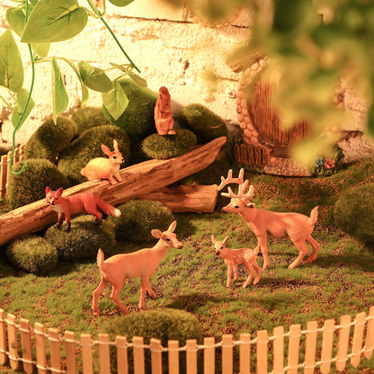 Skylety 6 Pcs Woodland Animals Figures Forest Deer Rabbit Squirrel Figurines Miniature Reindeer Family Woodland Animal Toys Cake Toppers for Wedding Birthday Party Decoration Favors