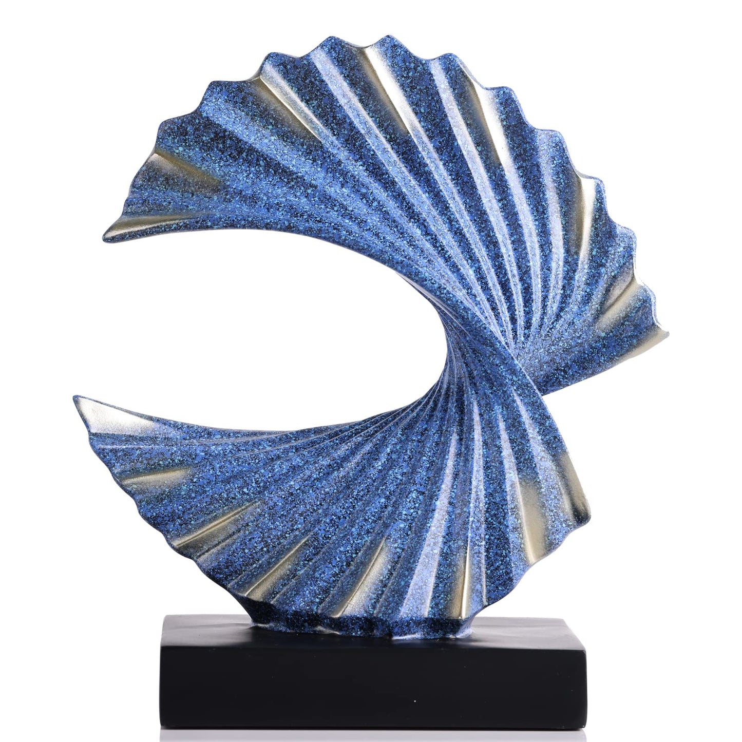 GAOSHENG Blue Gold Wave Sculpture, Modern Ocean Wave Home Accents, Resin Art Statue for Shelf, Coffee Table, TV Stand Adornos Modernos