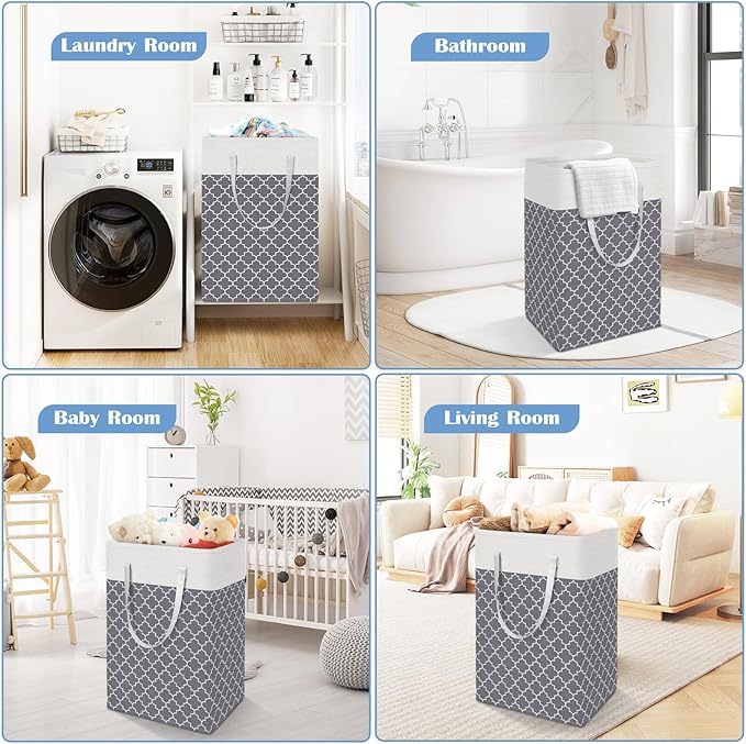 BlissTotes 3-Pack Laundry Basket, Freestanding＆Waterproof Laundry Hamper