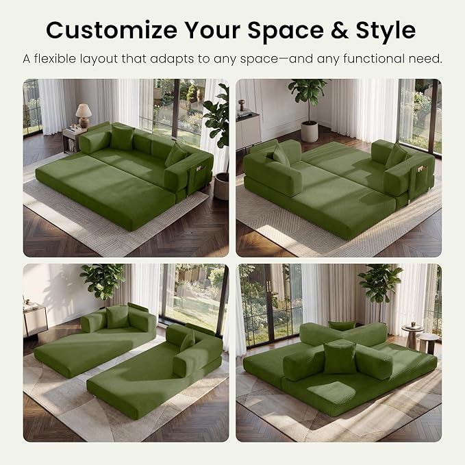 78.8" Convertible Sofa Bed, Corduroy Futon Couch