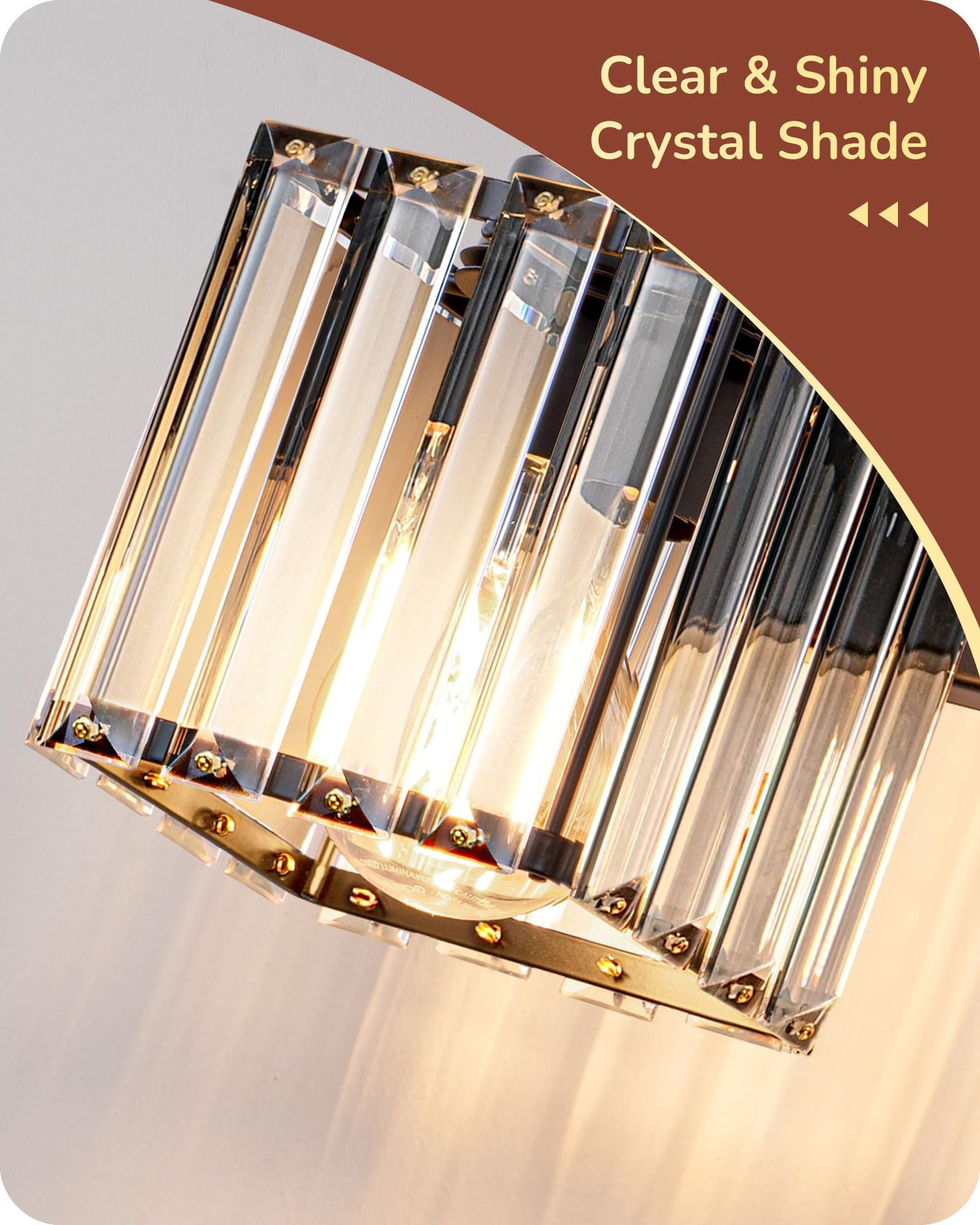 EDISHINE Bathroom Vanity Light Fixtures, 3-Light 20.47'' Crystal Bathroom Lighting Fixtures Over Mirror, Modern Wall Sconce for Powder Room, Bedroom, E26 Base, Black