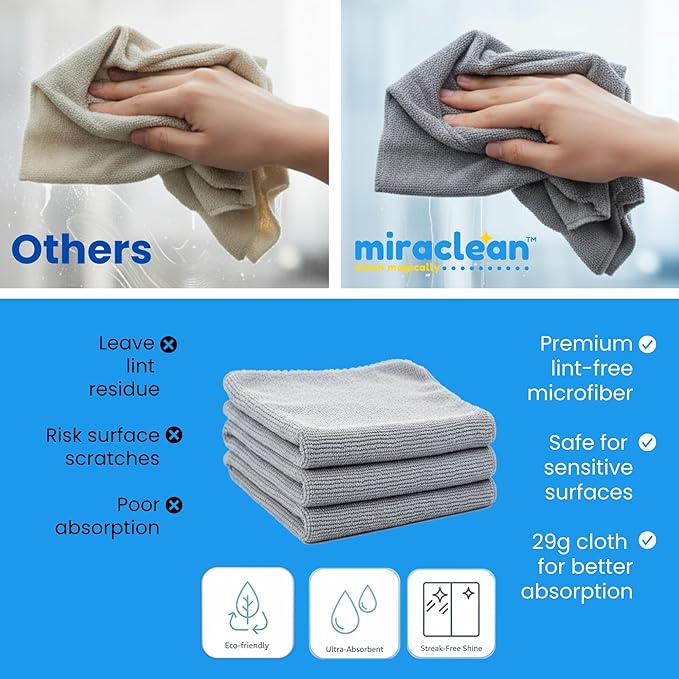Microfiber Cleaning Cloth Grey 12 Pack Premium Microfiber Towels