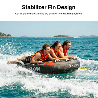 PEAKFLOW Towable Tube,Boat Tube,2-3 Rider Models,Tubes for Boating,PVC Liner and Full Nylon Cover,EVA Foam Pads and 6 EVA Handles,Swift Connect Rapid Boston Valve, 64x64Inches Inflated,Phantom Series