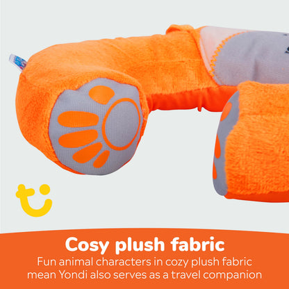 Trunki Kid's Travel Neck Pillow And Chin Rest | Support Sleepy Heads in the Car Seat, Plane, Bike or Pram | Yondi Small Mylo Monkey (Orange)