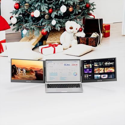 Arvitek 15.6 Inch Triple Monitor for Laptop, 1080P USB-C Portable Screen Extender w/Adjustable Stand for 11"-16" Laptop(Mac, Windows, Android)