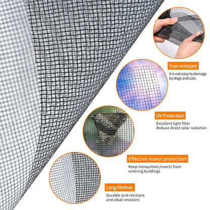 Fiberglass Window Screen Roll 96” x 100’ Easy to Use Black Replacement Window Screens for House Windows or Door