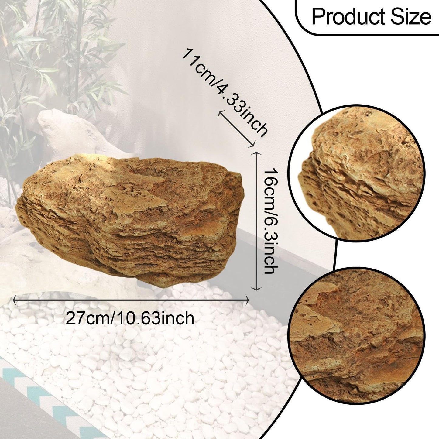 MYCENSE Artificial Landscape Rock, Decorative Stone, Realistic Model Faux Landscape Rock for Patio Outdoor Backyard Garden, Style F 27x11x16cm Brown