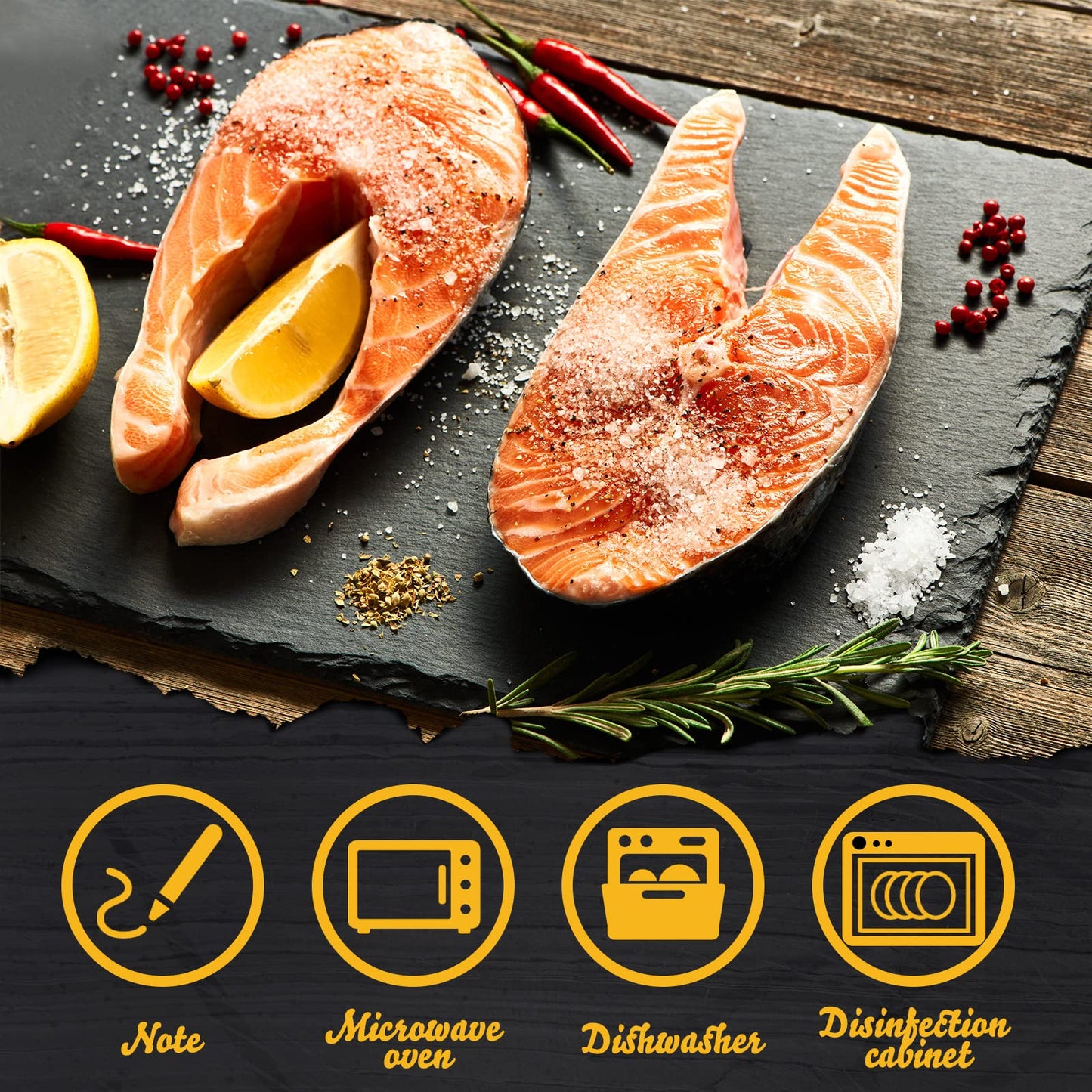 Zopeal 10 Pcs 10" x 5" Black Slate Charcuterie Boards Charcuterie Stone Plates with Natural Edge Slate Cheese Tray Serving Stone Board for Kitchen Dining Party Meat Fruits Display Chalkboard