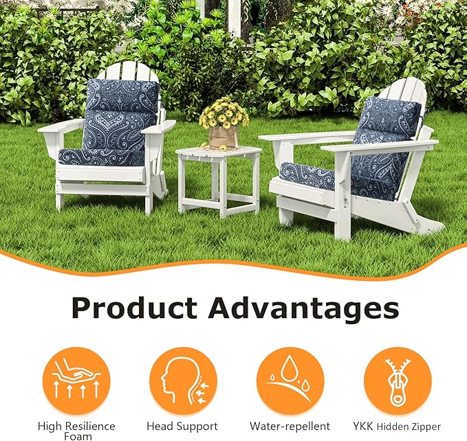 Unimatta Outdoor High Back Chair Cushion Seat Pads, 44 x 21 Inch