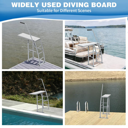 THOOUM 41.3" Dock/Boat/Deck Diving Board Platform with Hand Rail, Heavy Duty Boarding Platform with Foam Pad Surface for Diving