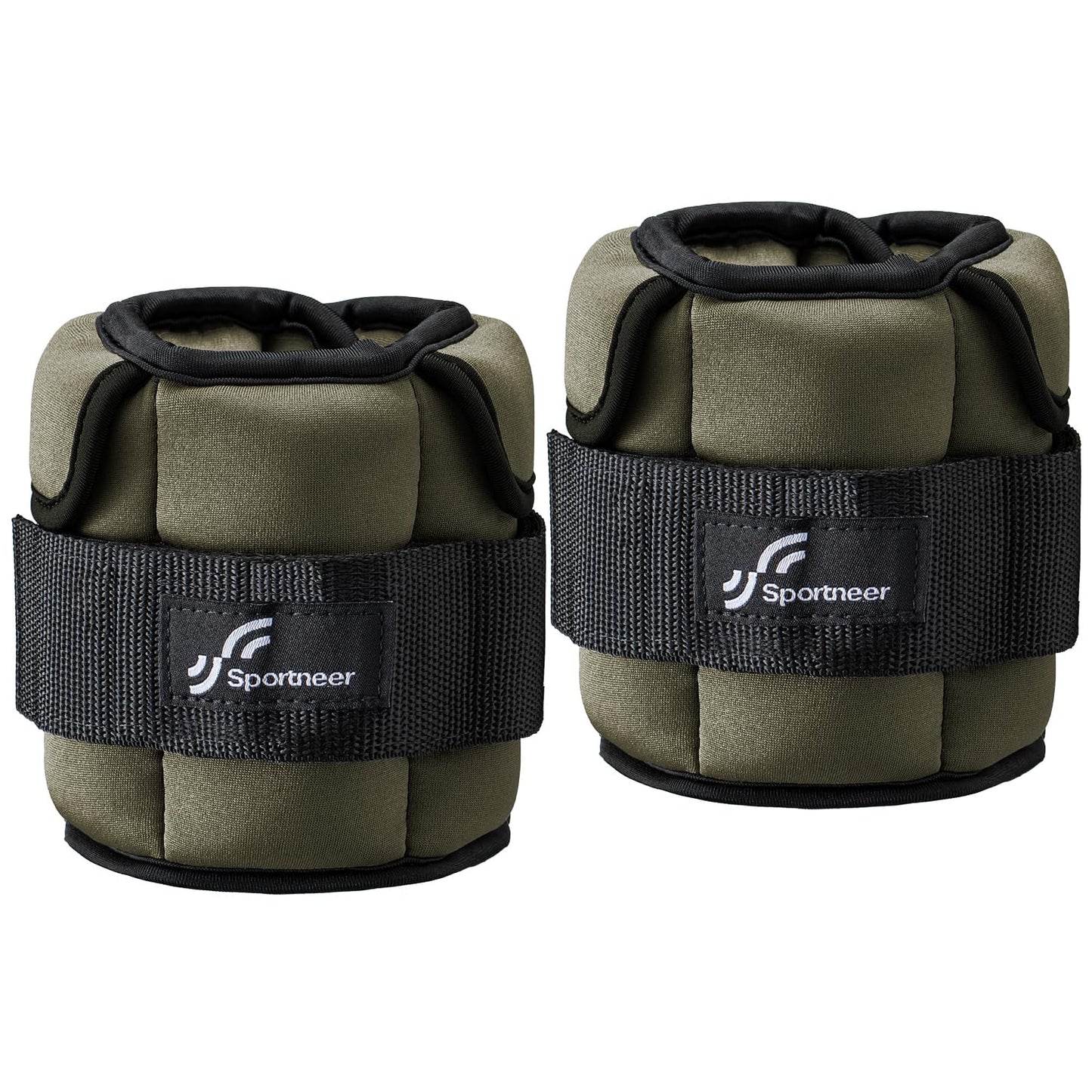 Sportneer Adjustable Ankle Weights for Women and Men：1 Pair 1 2 3 4 6 7 8 10 lbs Upgraded Easily Adjustable Leg Weight, Weighted Wrist Weight Strap for Gym, Fitness, Workout, Walking, Dancing (Army Green, 5 lbs x 2)