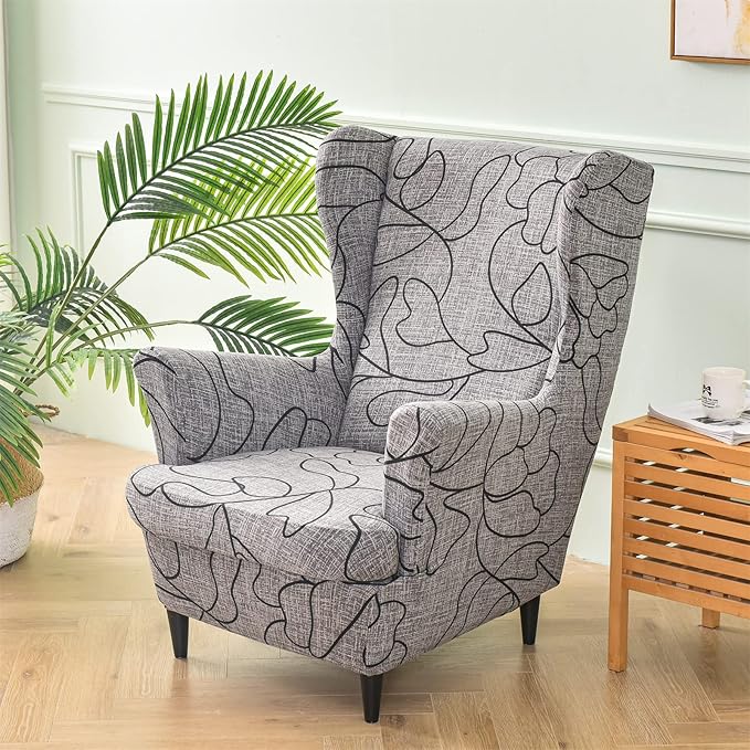 KRFOONN Wingback Chair Covers Slipcovers 2 Piece Stretch Wing Chair Covers