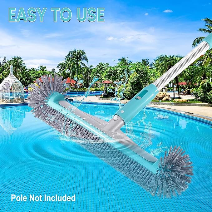Swimming Pool Brush Head with Round Ends，17.5" Heavy Duty Aluminum Back Head
