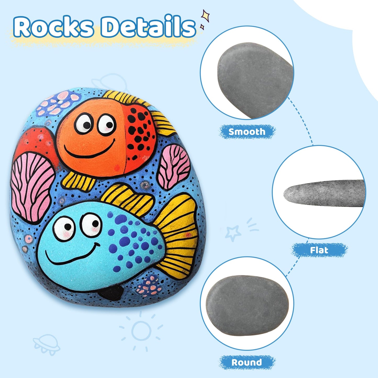 DALTACK 12 Pcs Large Rocks for Painting, Natural River Rocks, Flat River Rocks, 3-4 Inches Stones for Arts & Crafting
