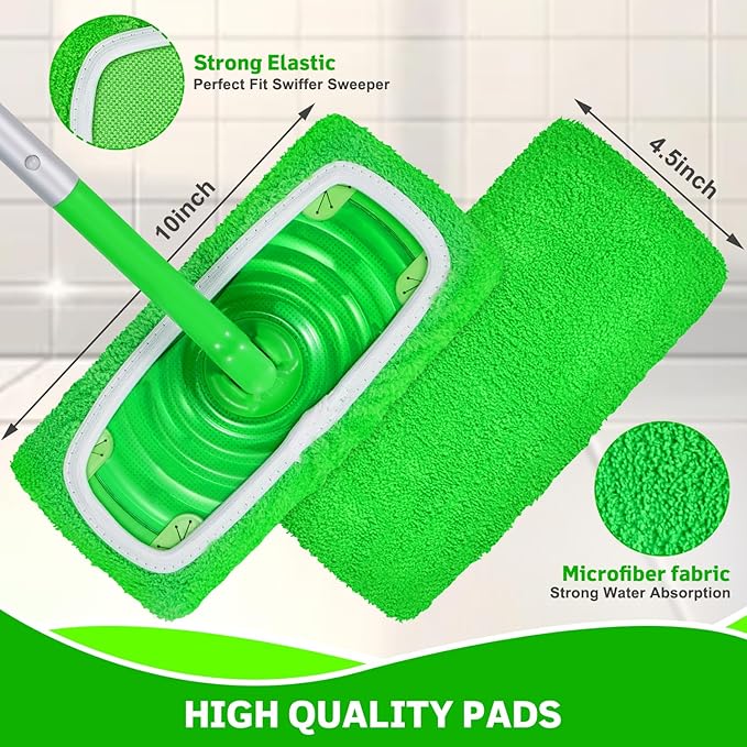 8 Pack Reusable Microfiber Mop Pads Compatible
