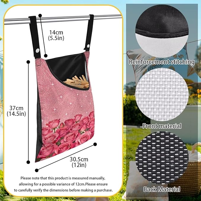Clothespin Bag for Clothes Pin Holder for Outside and Clothes Line Pins
