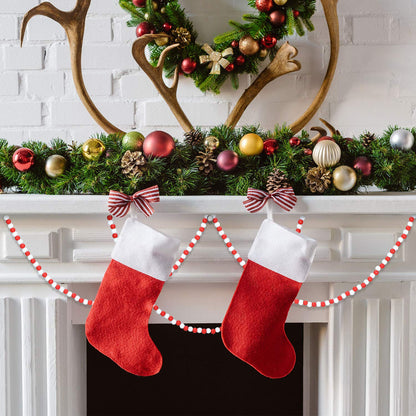 Hicarer 16 Feet Christmas Wooden Bead Garland Christmas Wood Bead Garland Decor Xmas Candy Cane Decoration Farmhouse Rustic Tree Decoration for Holiday Party(Mixed Red and White)