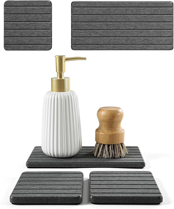 3 Pack Diatomite Stone Sink Tray, Water Absorbing Mat