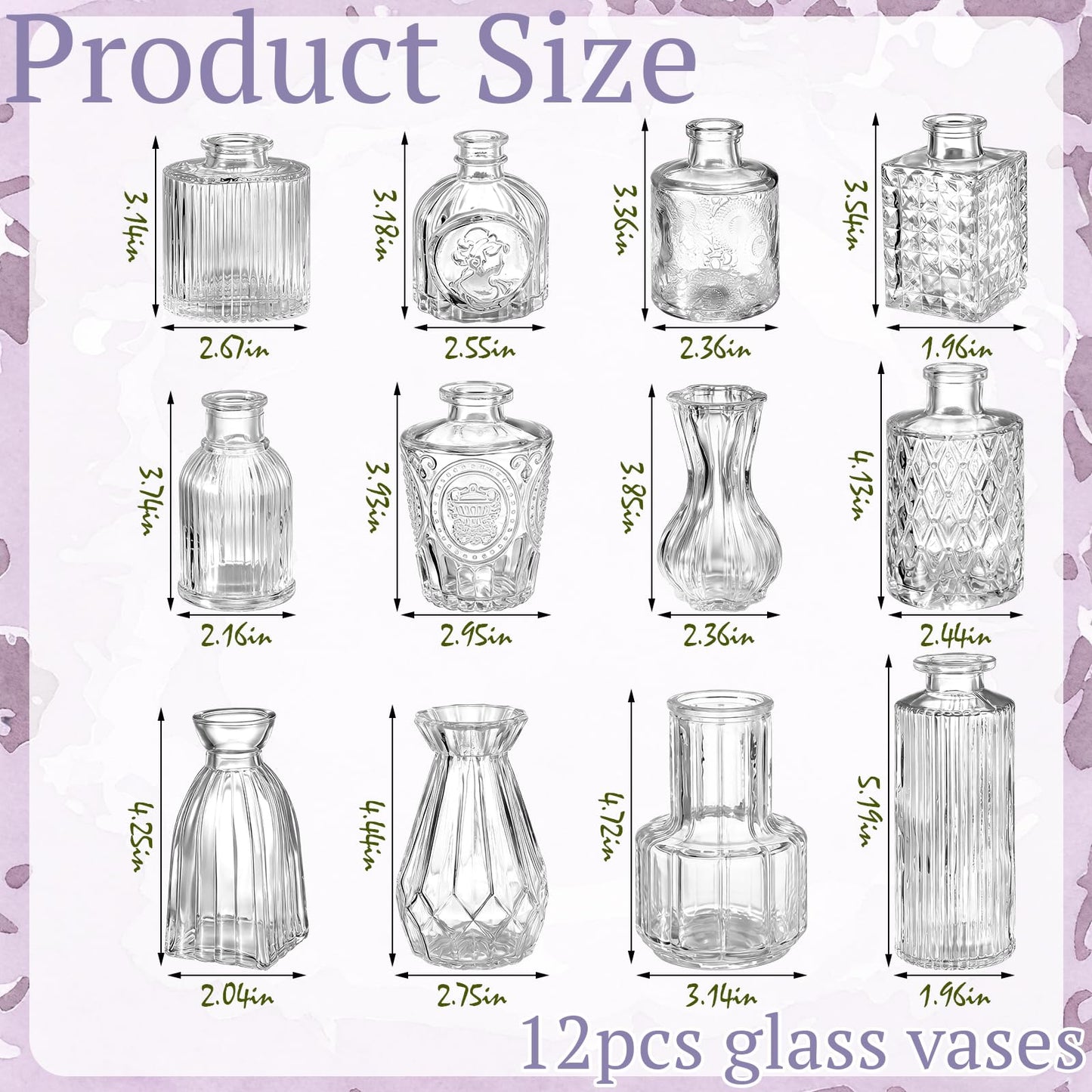 Ferrochef 36 Pcs Artificial Flowers Table Centerpiece with Vases Colorful Wildflower Centerpieces Silk Flower Arrangement for Wedding Baby Shower Table Centerpieces Party(Purple Series,Clear)