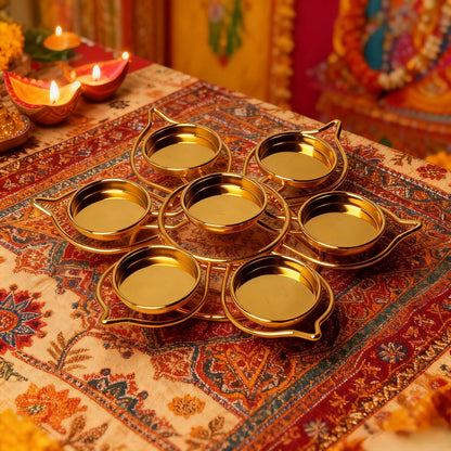 Lotus Tealight Votive Candle Holder, Diwali Decorations for Home, Reusable Metal Diwali Diya for Puja Wedding Navratri Housewarming Gifts Home Decor