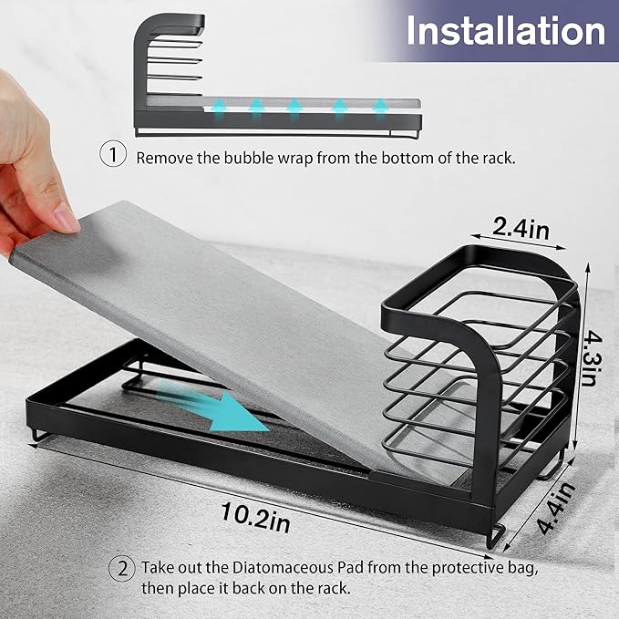 Wipe-Free Sink Organizer with Drying Stone, Instant Dry Sink Caddy Organizers