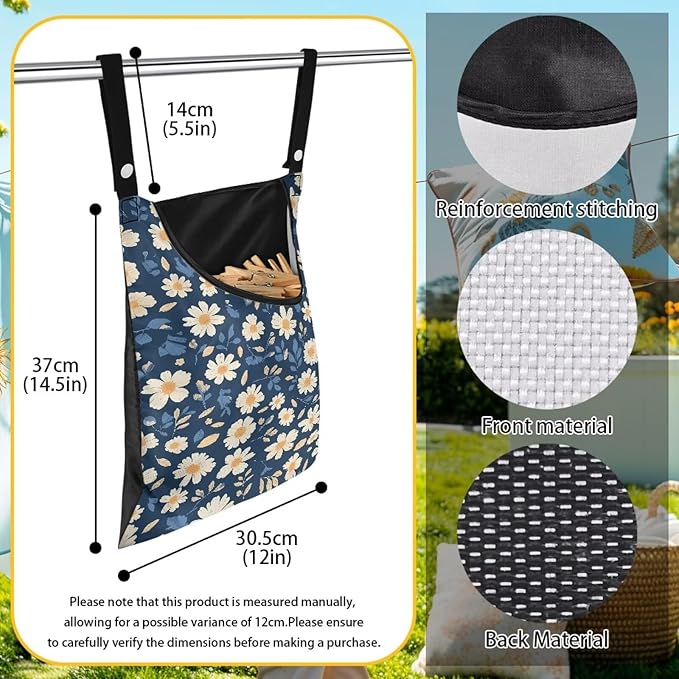 Clothes Pin Hanging Bag with Big Opening Storage Clothes Pins & Mini Clothespins