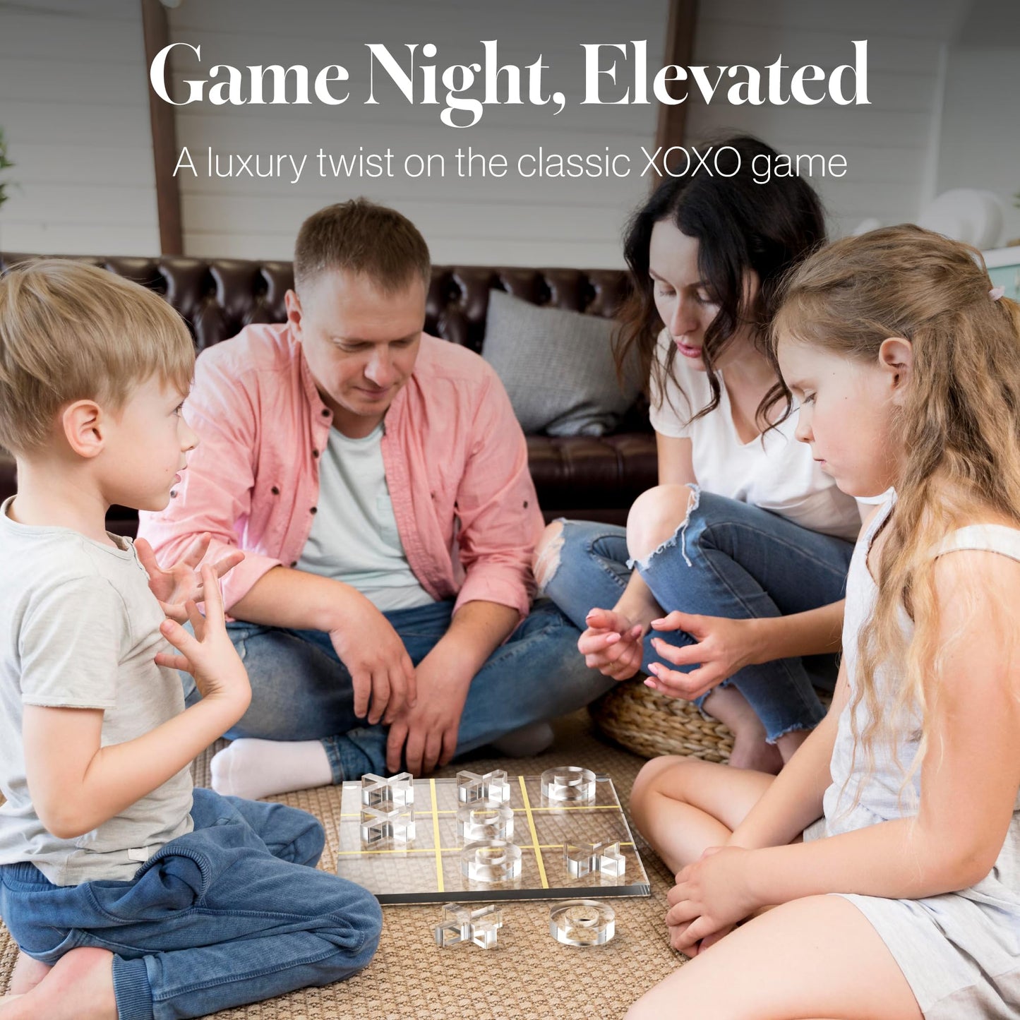 Aliz Collection Acrylic Tic Tac Toe Set - Luxury Tic Tac Toe Table Decor - Modern Coffee Table Game & Clear X and O Pieces - Decorative Acrylic Game for Home or Office - 10.23 x 10.23 x 1.06 Inches