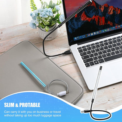 Mudder 2 Pieces USB LED Light for Laptop Keyboard Light Gooseneck Computer Lamp Flexible Stick Dimmable LED Lamp Touch Switch for Reading Book(Black, Blue)