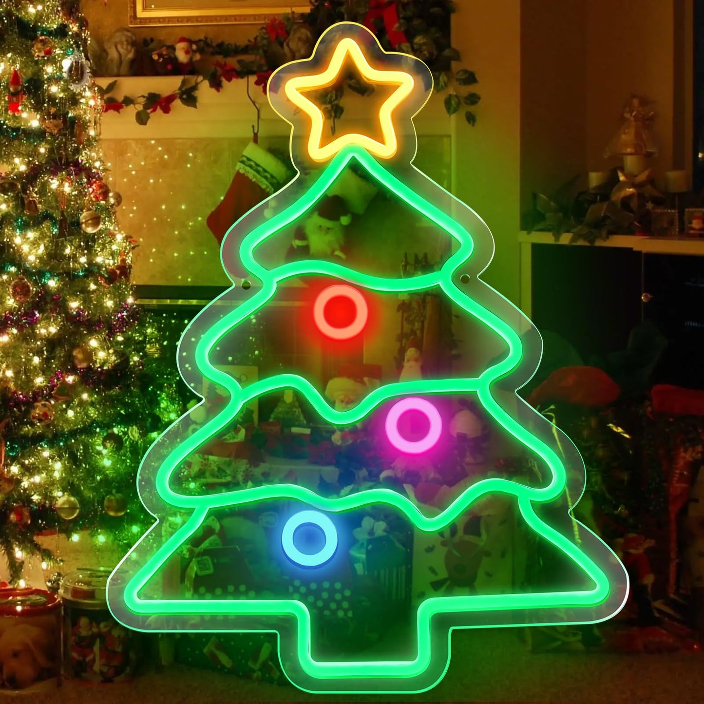 LEDLampsWorld 18.5 x 14.2 Inch Christmas Tree Neon Sign LED Sign for Wall Decor, Neon Lights for Bedroom, Living Room, Home, Party, Yard, Christmas Gifts