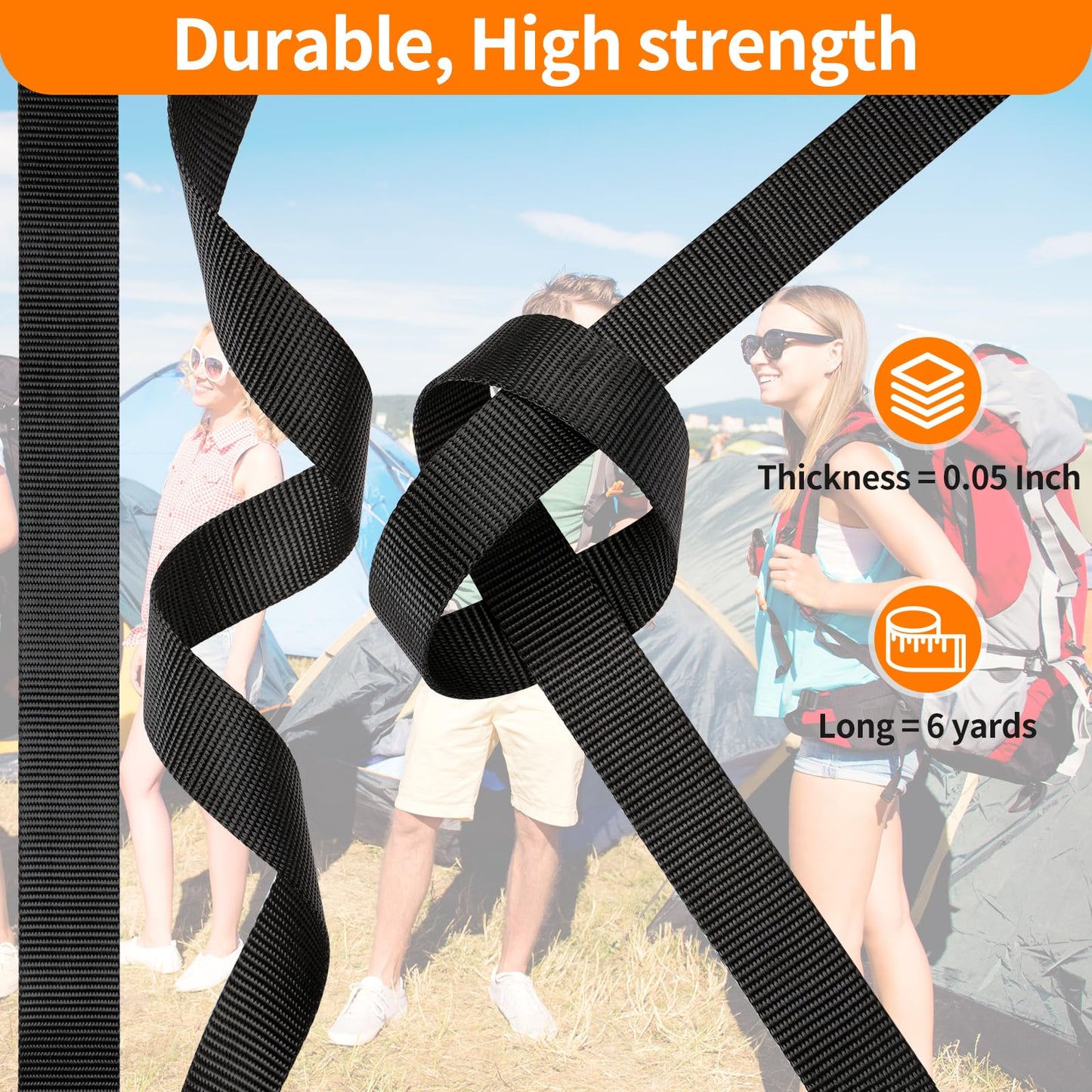 BEYOURD 3/4" Buckles and Straps Set: 6 Yards of Thick Nylon Webbing, 6-Pack Quick Side Release Adjustable Plastic Buckles, 12 Tri-Glide Slide Clips(3/4 Inch Combo Set)