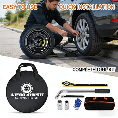 Afolonsh Spare Tire Kit Compatible with 2023-2026 Toyota Corolla Cross (Including Hybrid)| 145/85R18 Spare Wheel on 18x4 Rim 5x114.3 Bolt Pattern | Includes Car Jack Kit & Tire Carrying Case