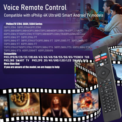 Voice Remote Control for phillips Voice TV Replacement. Universal Remote Control for Philip 4K UltraHD Smart Android TV with Google Assistant. for Philips 43" 50" 55" 65" 75" Class 5704 5504 5604 5806