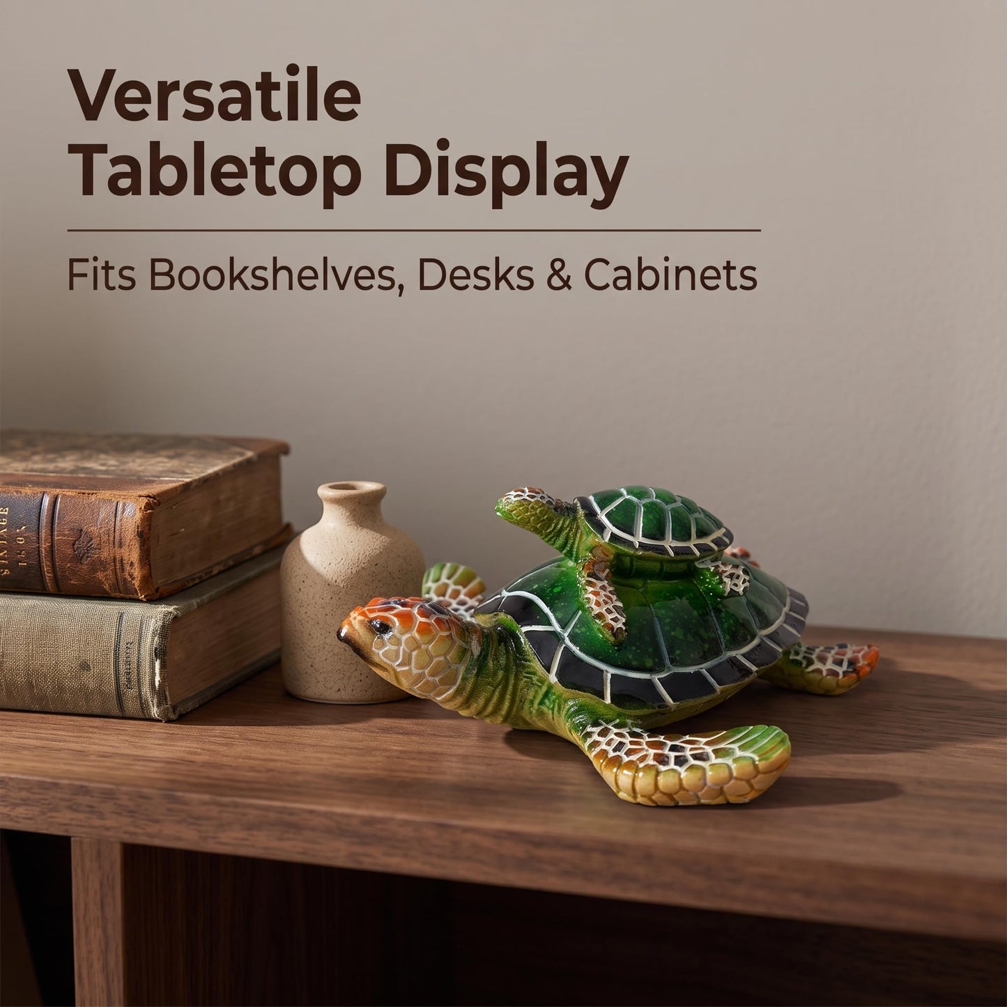 Brizoria Sea Turtle Decor Collectible Figurines with Baby Resin Animal Statue Blue Green Ocean Themed Gift from The Sea Turtle Gifts for Women Men Tabletop Decorations Tortoise, Green