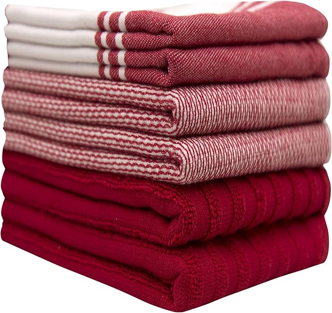 Premium Kitchen Towels | Large Cotton Dish Towels | Flat & Terry Highly