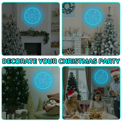 hhuohuona Winter Wonderland Neon Sign Dimmable Christmas Winter Led Sign Snowflake Neon Lights Ice Blue Holiday Winter Christmas Wall Decor for Home Office