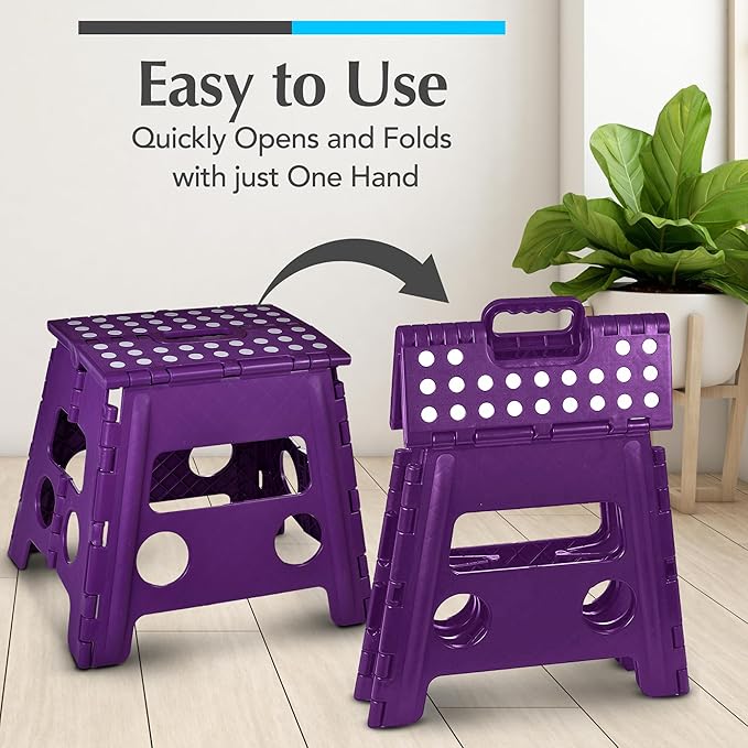 Handy Laundry Folding Step Stool 13 Inch – Sturdy Plastic Foldable Step Stool