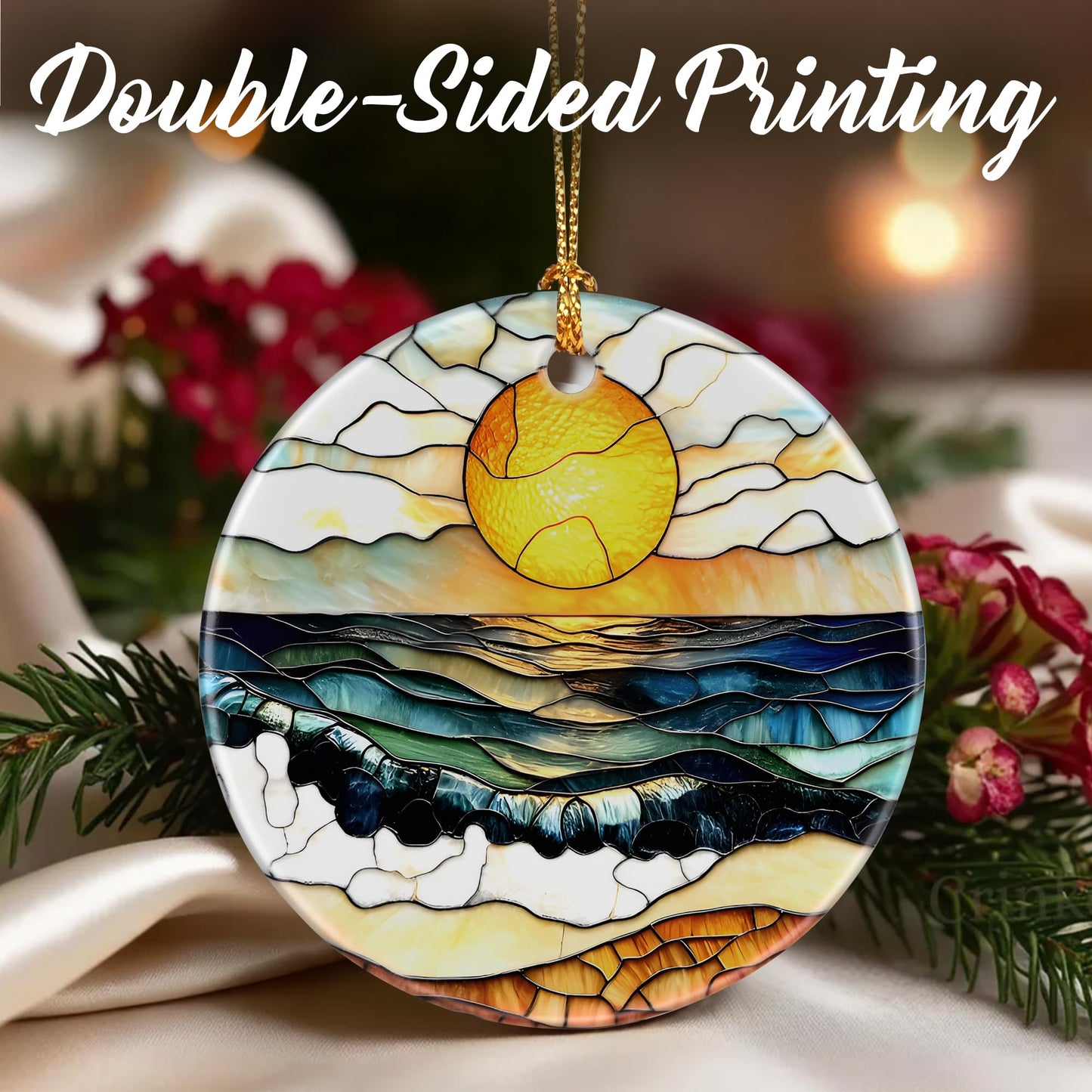 Beach Sunset Ornaments, Christmas Ornaments: Christmas Tree Decorations, Holiday Decor, Stocking Stuffers, Gift Ideas, Xmas Gifts & Gifts for Beach Lover
