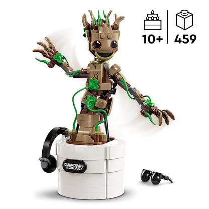 LEGO Marvel Dancing Groot Buildable Animated Toy Action Figure, Guardians of the Galaxy Character, Kids’ Hand-Operated Interactive Playset, Super Hero Gift for 10 Plus Year Old Boys and Girls 76297