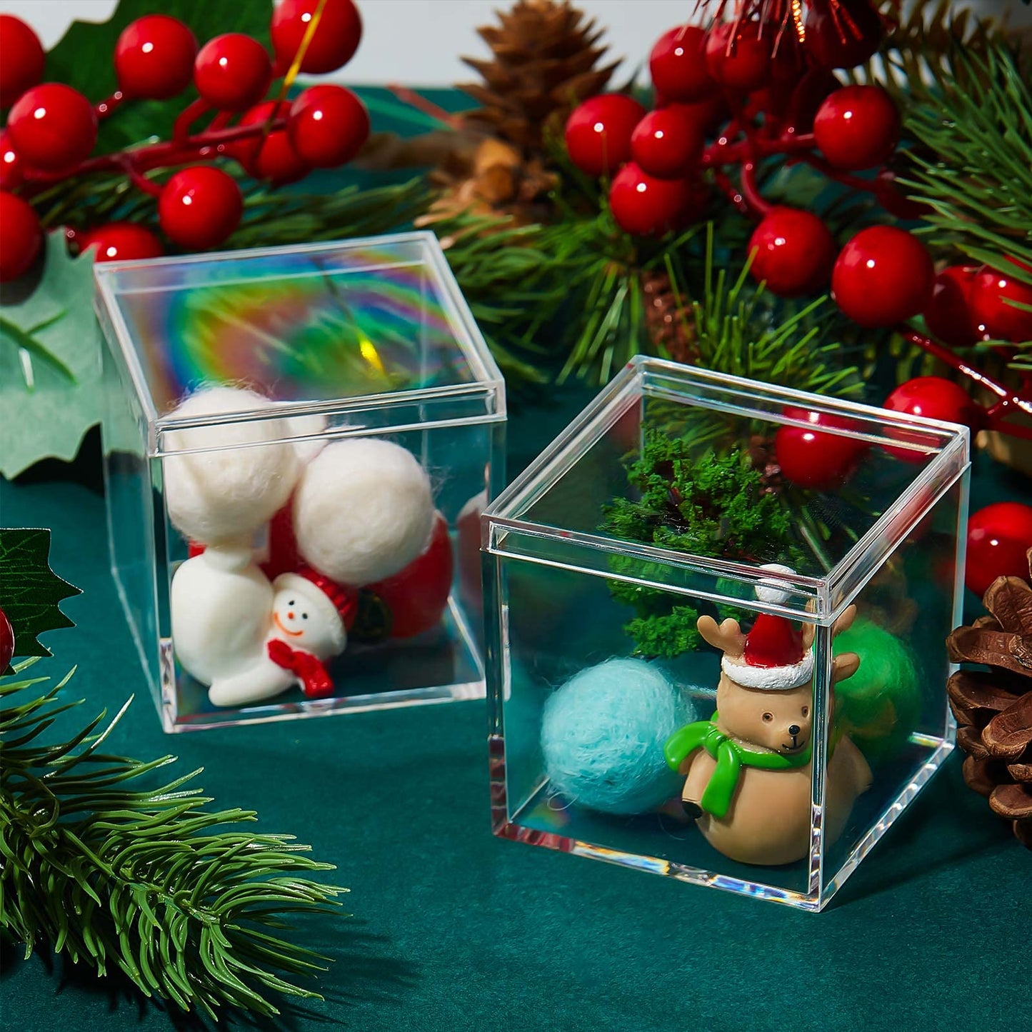 Juexica 12 Pcs Clear Acrylic Box with Lid Plastic Small Acrylic Boxes Decorative Storage Box Jewelry Display Mini Clear Container for Home Candy Pill Tiny Jewelry(Square,1.8 x 1.8 x 1.8)