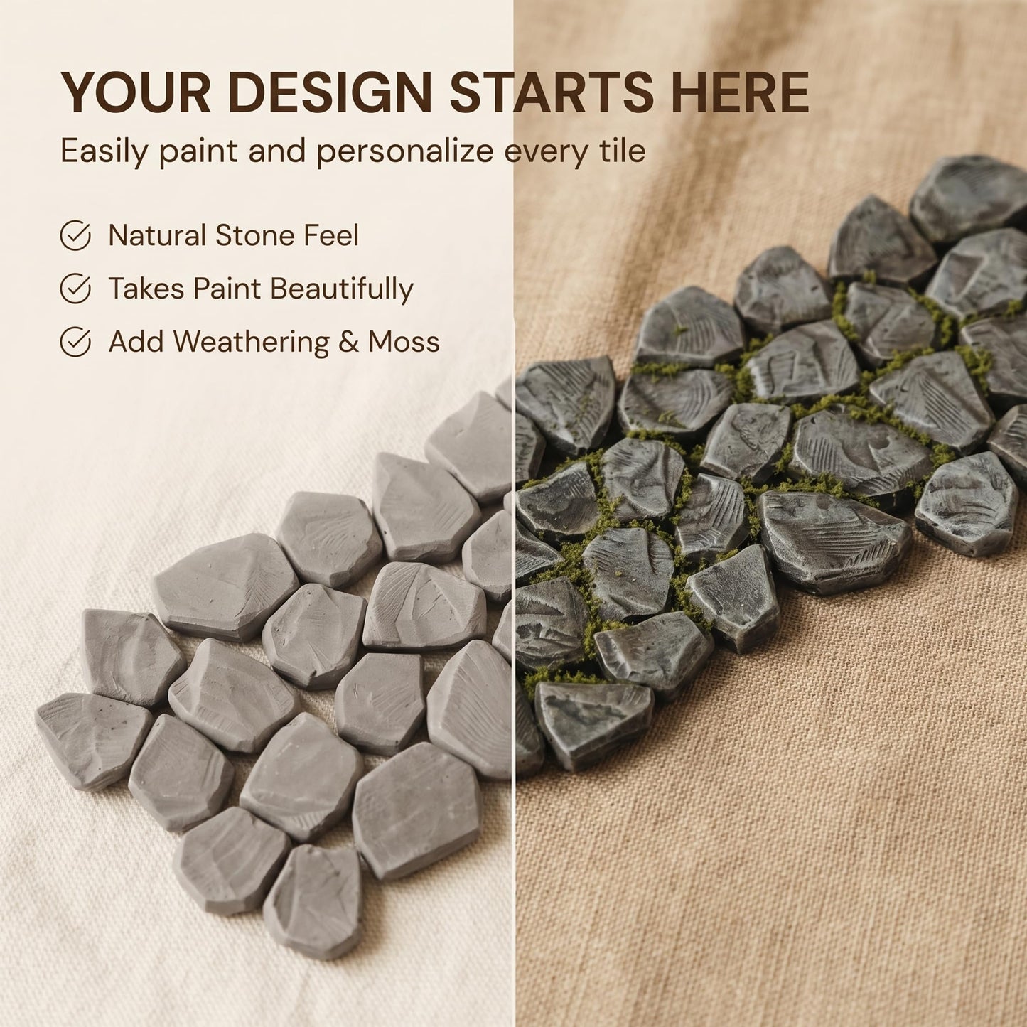 Mini Bricks, 300 pcs, 1:12 Scale Stone-Style Pavers for Dollhouse Walls & Patios, REDUCIO!