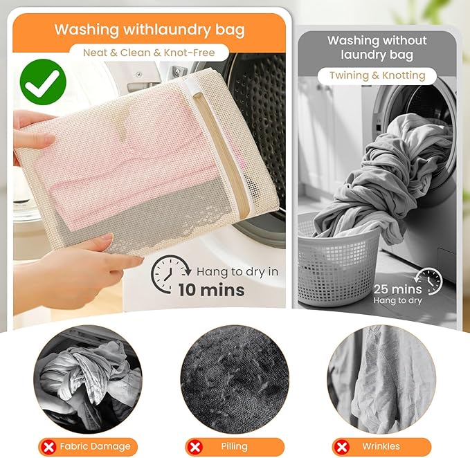 4Pcs Large Cotton Mesh Laundry Bags