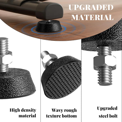 Ztzfacai 4 Pack Exercise Bike Support Foot Pad for Peloton Bike, Upgraded Stainless Steel 3/8" Leveling Screws, Rubber Spin Bike Foot Pads, Non-Slip Shock-Absorbing Replacement Parts, Noise Reduction