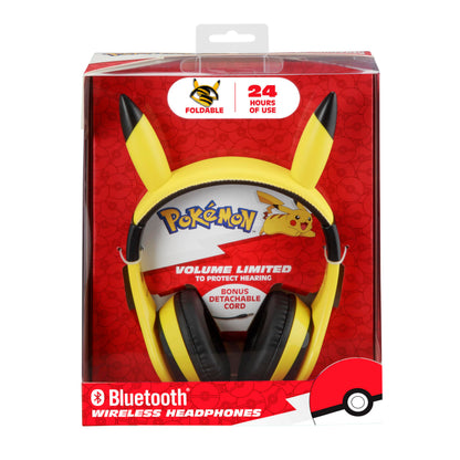 eKids Pokemon Kids Bluetooth Headphones, Wireless Headphones with Microphone Includes Aux Cord, Volume Reduced Kids Foldable Headphones for School, Home, or Travel,Yellow