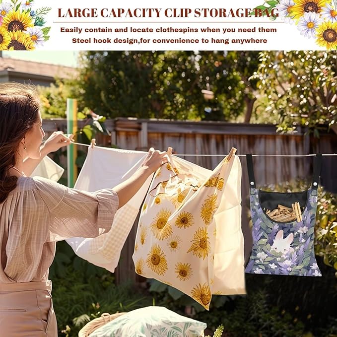 Clothespin Bag for Clothes Pin Holder for Outside and Clothes Line Pins
