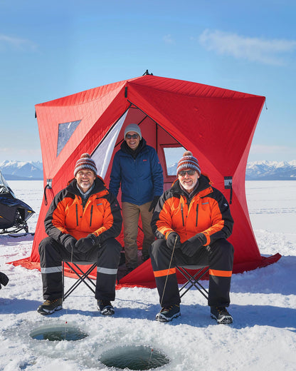 Pop-Up Ice Fishing Tent, Portable Windproof Insulated Hub Tent for 1-8 Person Winter Fishing with 210d Oxford Fabric, Includes Anchors & Carry Bag