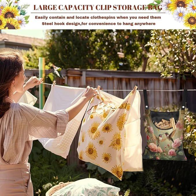 Clothespin Bag, Laundry Hanging Bag Fits Clothes Lines