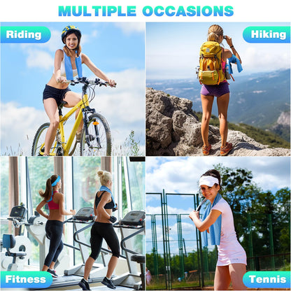 MENOLY 6 Pack Cooling Towels, 40"x12" Cooling Towels for Neck and Face with Breathable Carrying Bags,Soft Microfiber Instant Cooling Rags, Gym Workout Sweat Towel for Sports, Yoga, Camping, Running