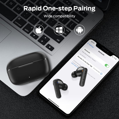 Monster N-Lite Clear Talk Wireless Earbuds Bluetooth 5.3 Headphones with CVC 8.0 Noise Reduction, IPX8 Waterproof in-Ear Stereo Earphones 60H Playtime, Bluetooth Earbuds with Fast Charging for Sport