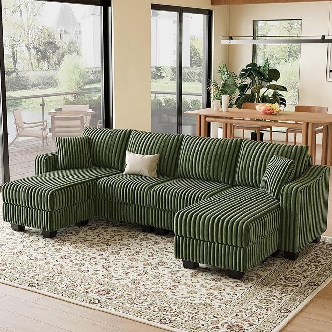 Belffin U Shaped Couch with Reversible Chaises Sectional Couches