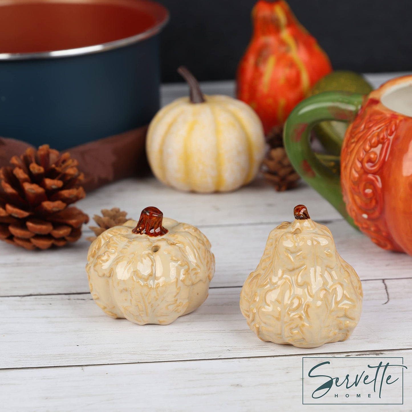 Porcelain Harvest Salt and Pepper Shakers- White